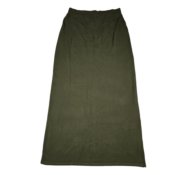 DISSH Carrie Maxi Skirt Olive Green Army Ribbed Stretch Knit Slit AUS XXL, US L - Picture 3 of 10
